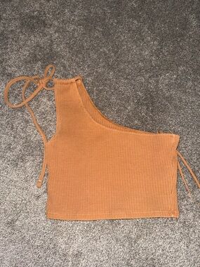 Aerie: Asymmetrical One-Shoulder Ribbed Tank Top - tan